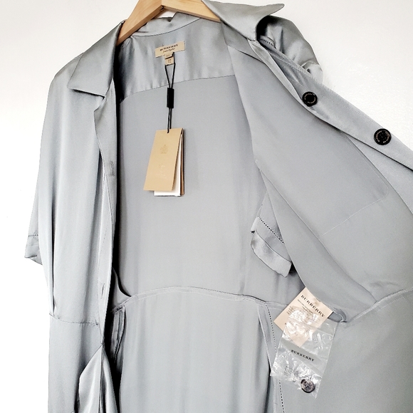 NWT Burberry 100% Silk Tie-waist Shirt Dress 4 - Picture 11 of 16